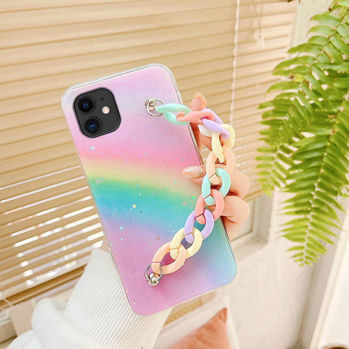 Rainbow Wristband For Mobile Phone Case Macaron Chain Female Soft Case