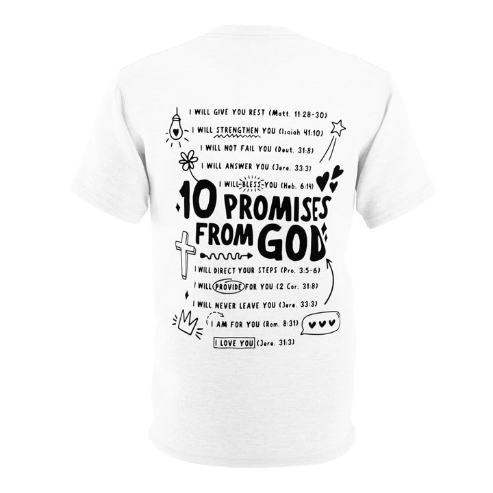 10 Promises From God=Unisex Cut & Sew Tee (AOP)