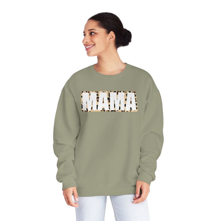white leopard MAMA Unisex NuBlend® Crewneck Sweatshirt