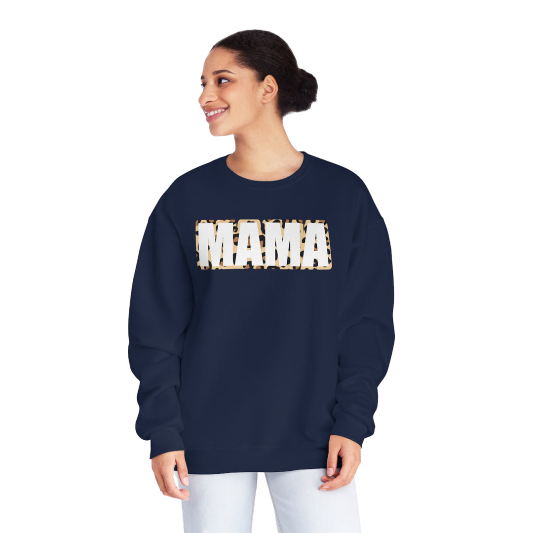 white leopard MAMA Unisex NuBlend® Crewneck Sweatshirt