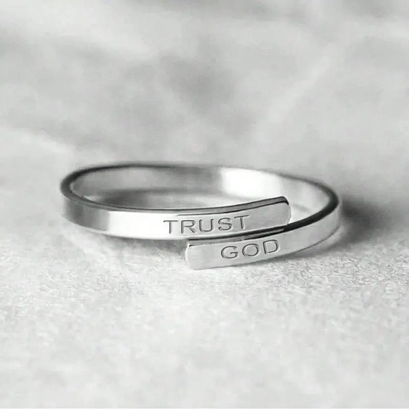 TRUST GOD Engraved Inspirational Stainless Steel Ring