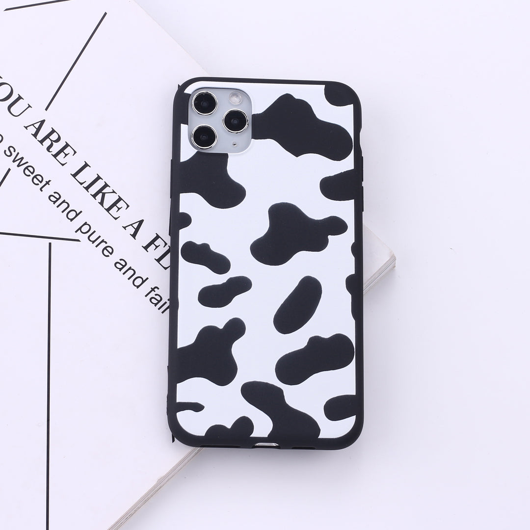 Black border cow spots mobile phone soft shell painting