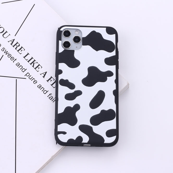 Black border cow spots mobile phone soft shell painting