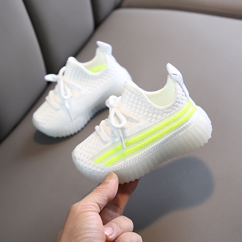 Children's Shoes New Breathable Mesh Luminous Coconut Shoes Girls Net Shoes Children's Sports Shoes Baby White Shoes