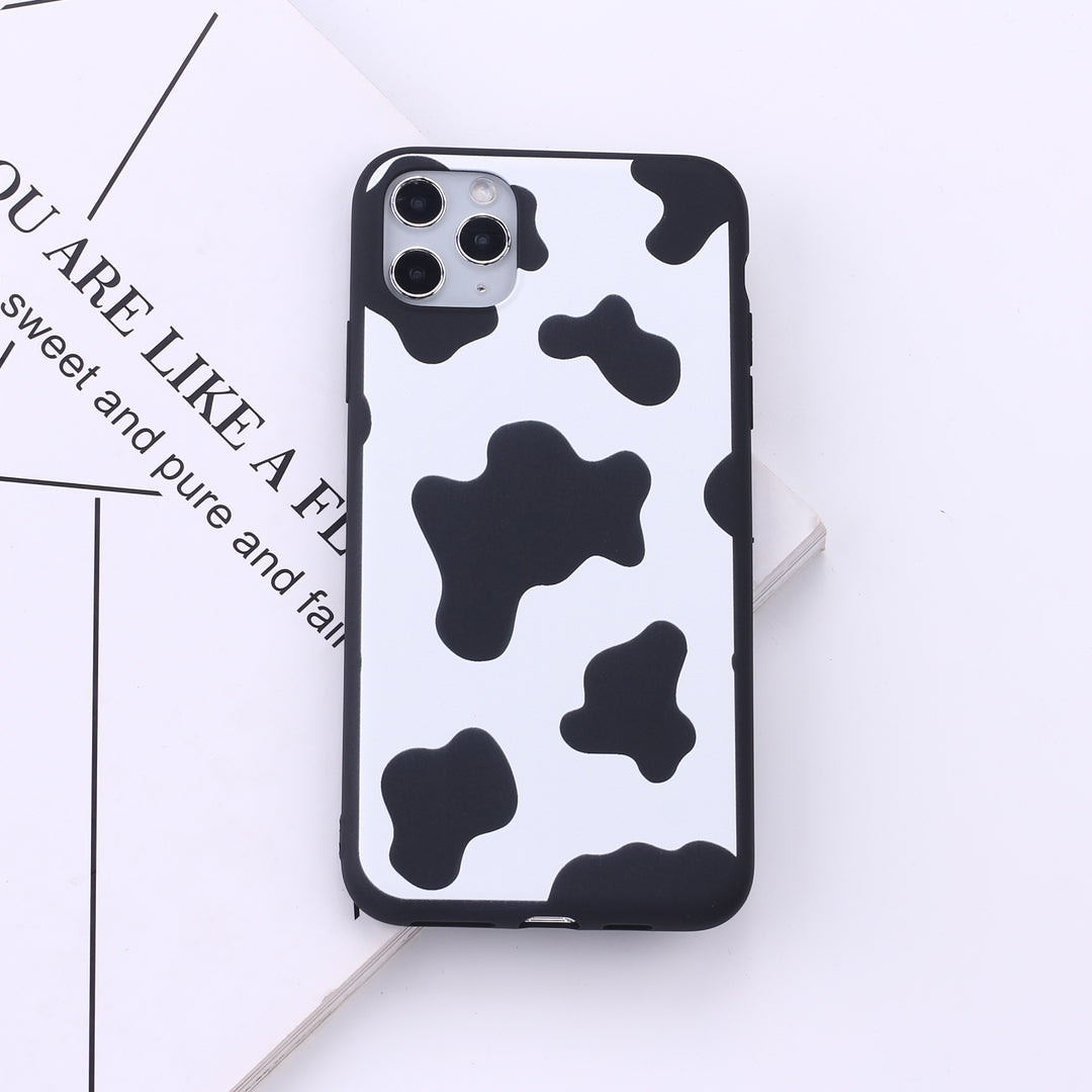 Black border cow spots mobile phone soft shell painting