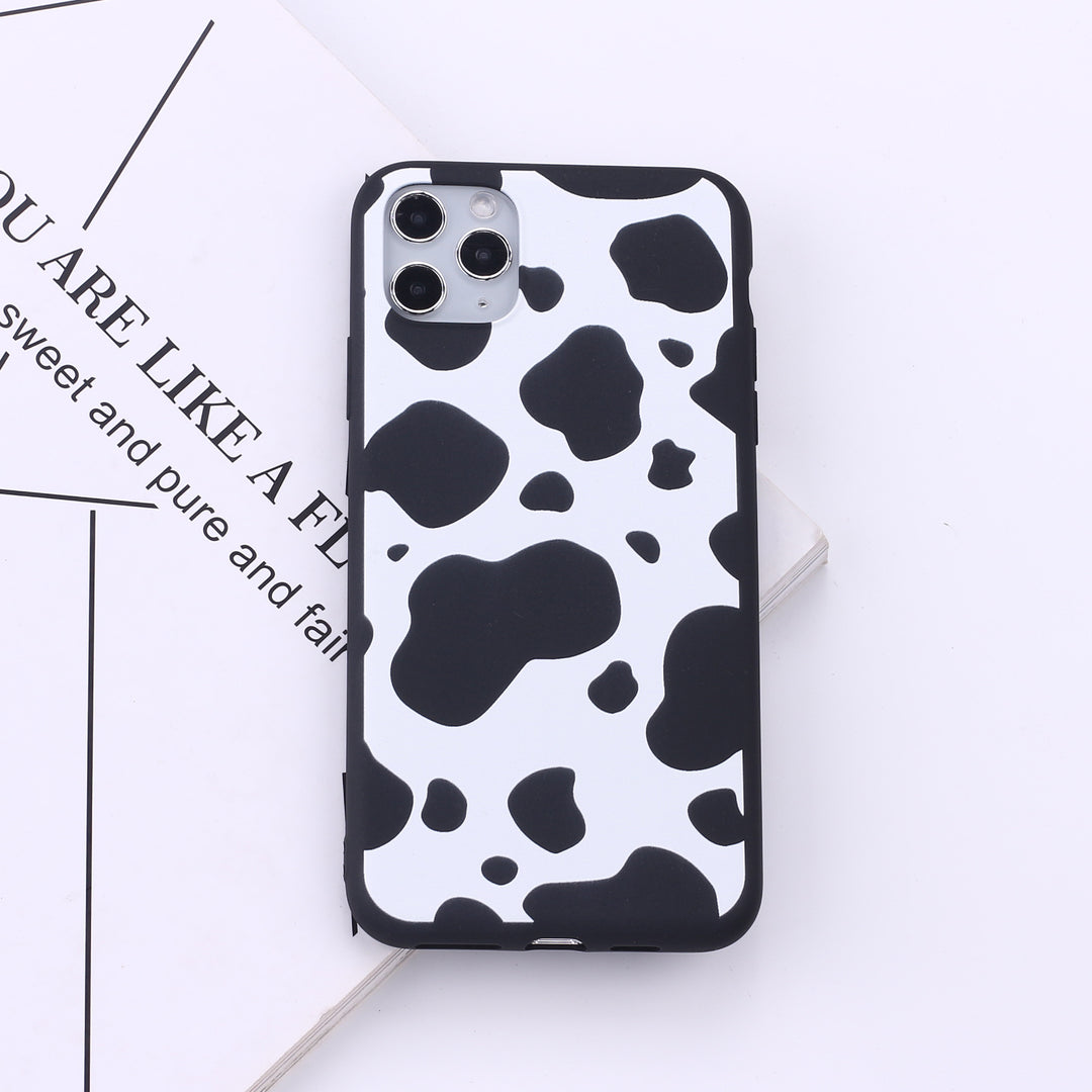Black border cow spots mobile phone soft shell painting