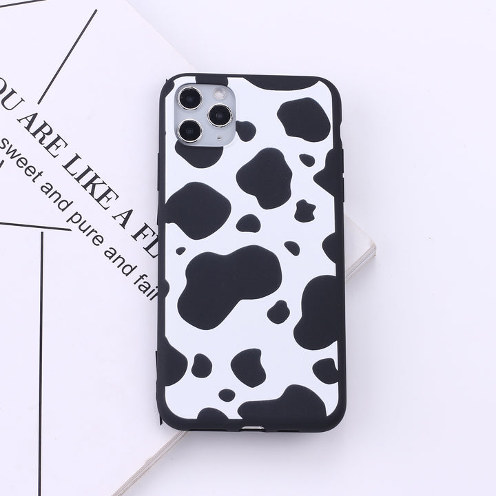 Black border cow spots mobile phone soft shell painting