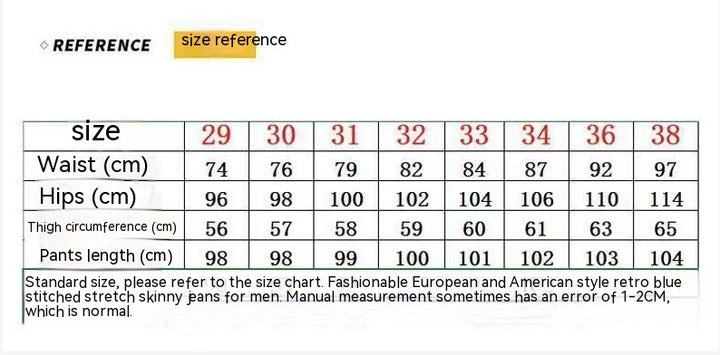 Retro Crumpled Hole Patch Elastic Straight Skinny Jeans