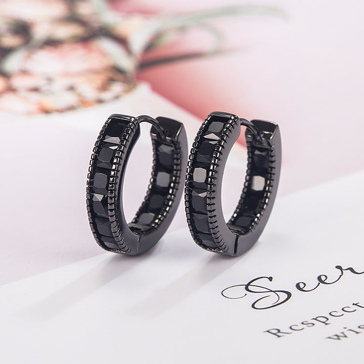 Classic Zircon Simple Daily Matching Black Ear Clip