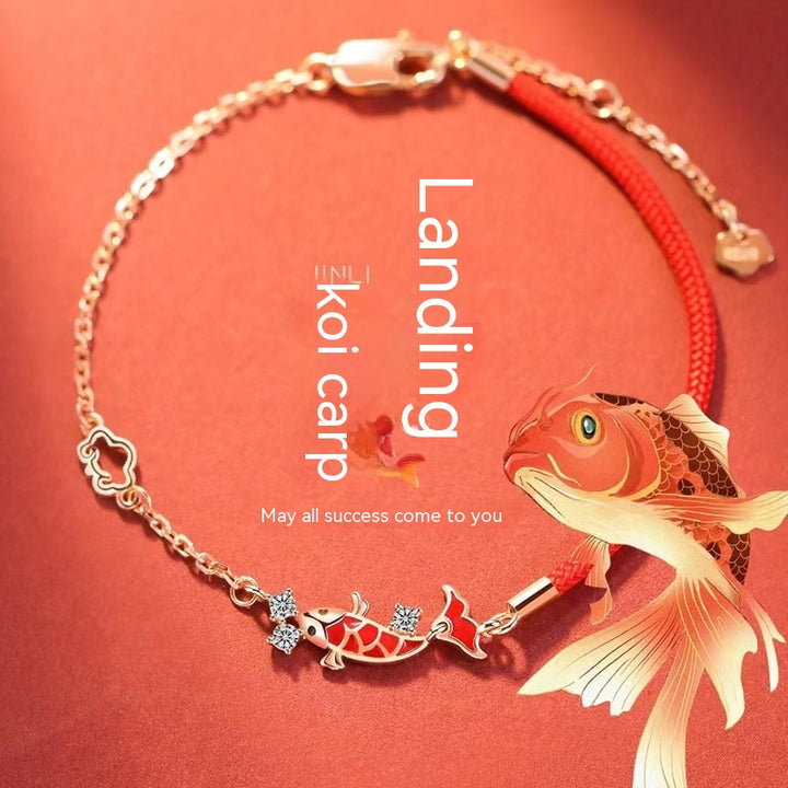 Koi Bracelet Girls' Sterling Silver 925 Niche Accessories Red Rope