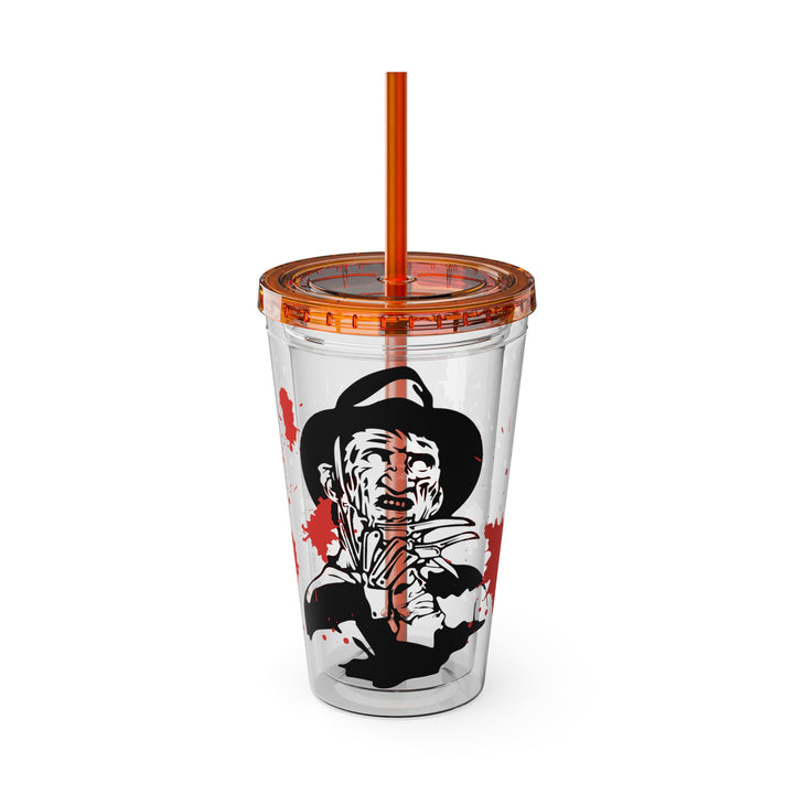 Freddy Halloween=Sunsplash Tumbler with Straw, 16oz
