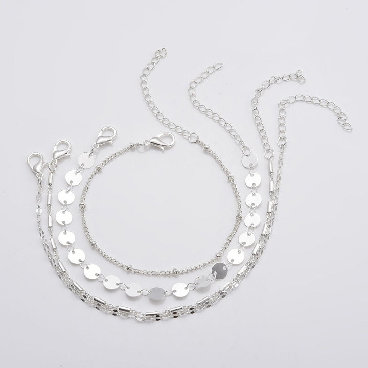4-pack Set Bracelets Tube Chain Disc Lace Bracelet