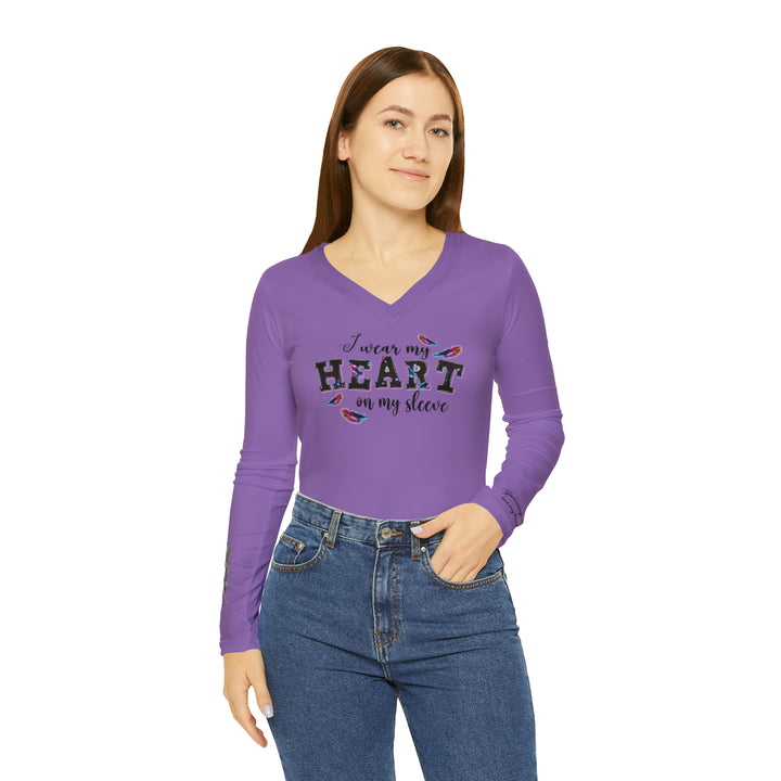 I wear my heart on my sleeve Women's Long Sleeve V-neck Shirt (AOP)