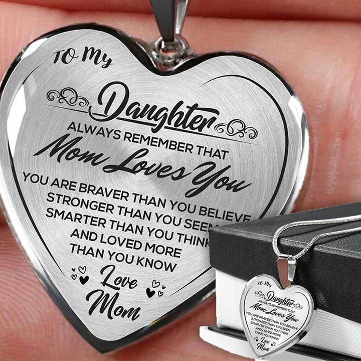 To My Daughter Love Mom Heart Epoxy Necklace Inspirational Jewelry