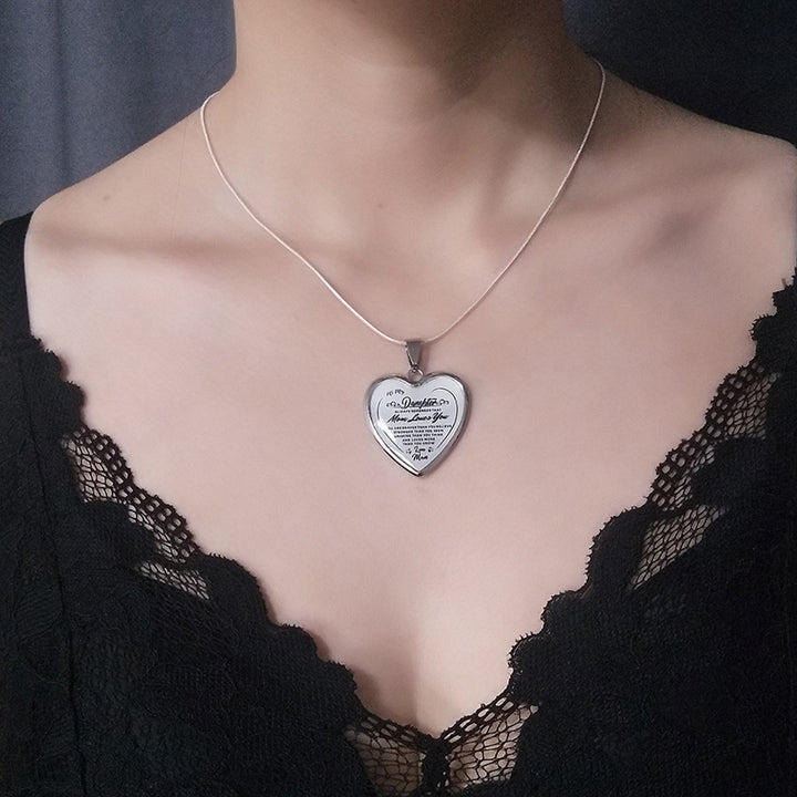 To My Daughter Love Mom Heart Epoxy Necklace Inspirational Jewelry