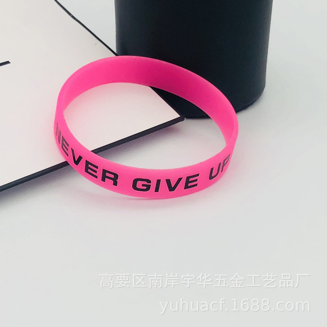 Never Give Up Inspirational Luminous Silicone Bracelet