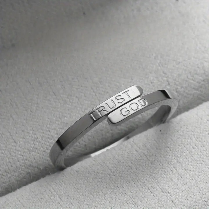 TRUST GOD Engraved Inspirational Stainless Steel Ring