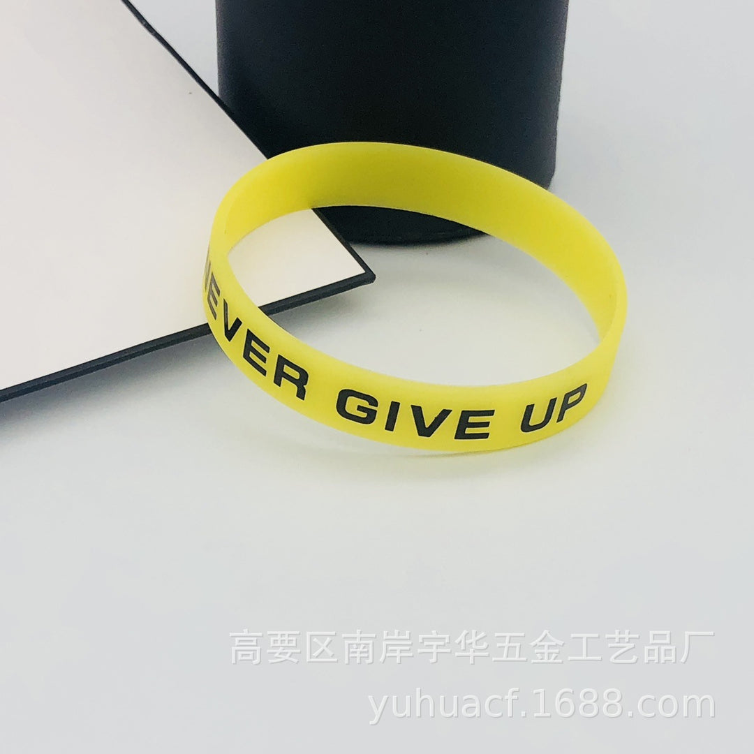 Never Give Up Inspirational Luminous Silicone Bracelet