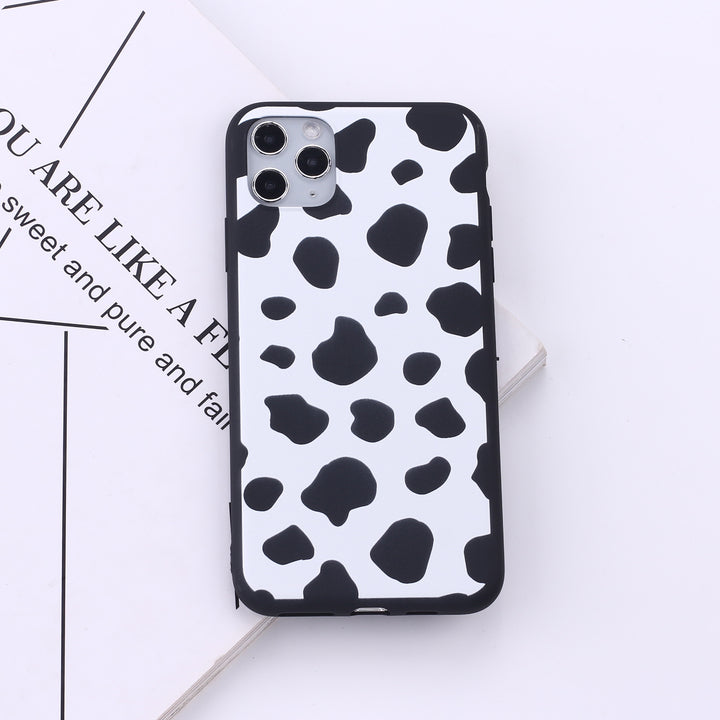 Black border cow spots mobile phone soft shell painting