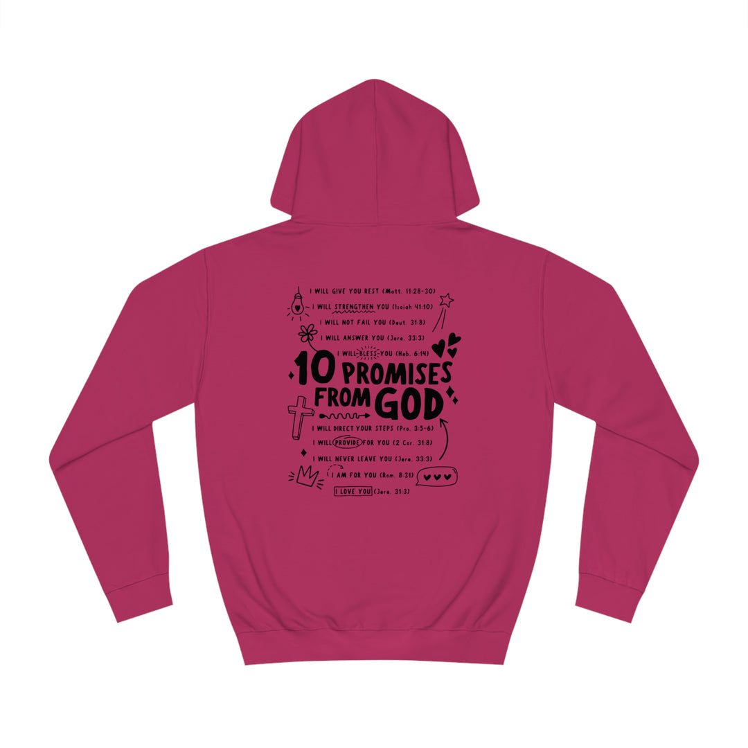10 Promises Of God=Unisex College Hoodie