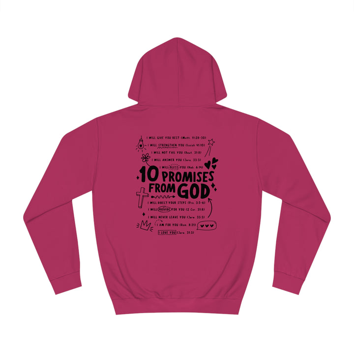 10 Promises Of God=Unisex College Hoodie