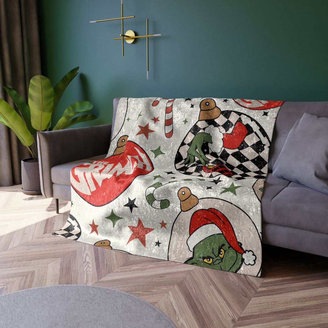 Grinch Crushed Velvet Blanket