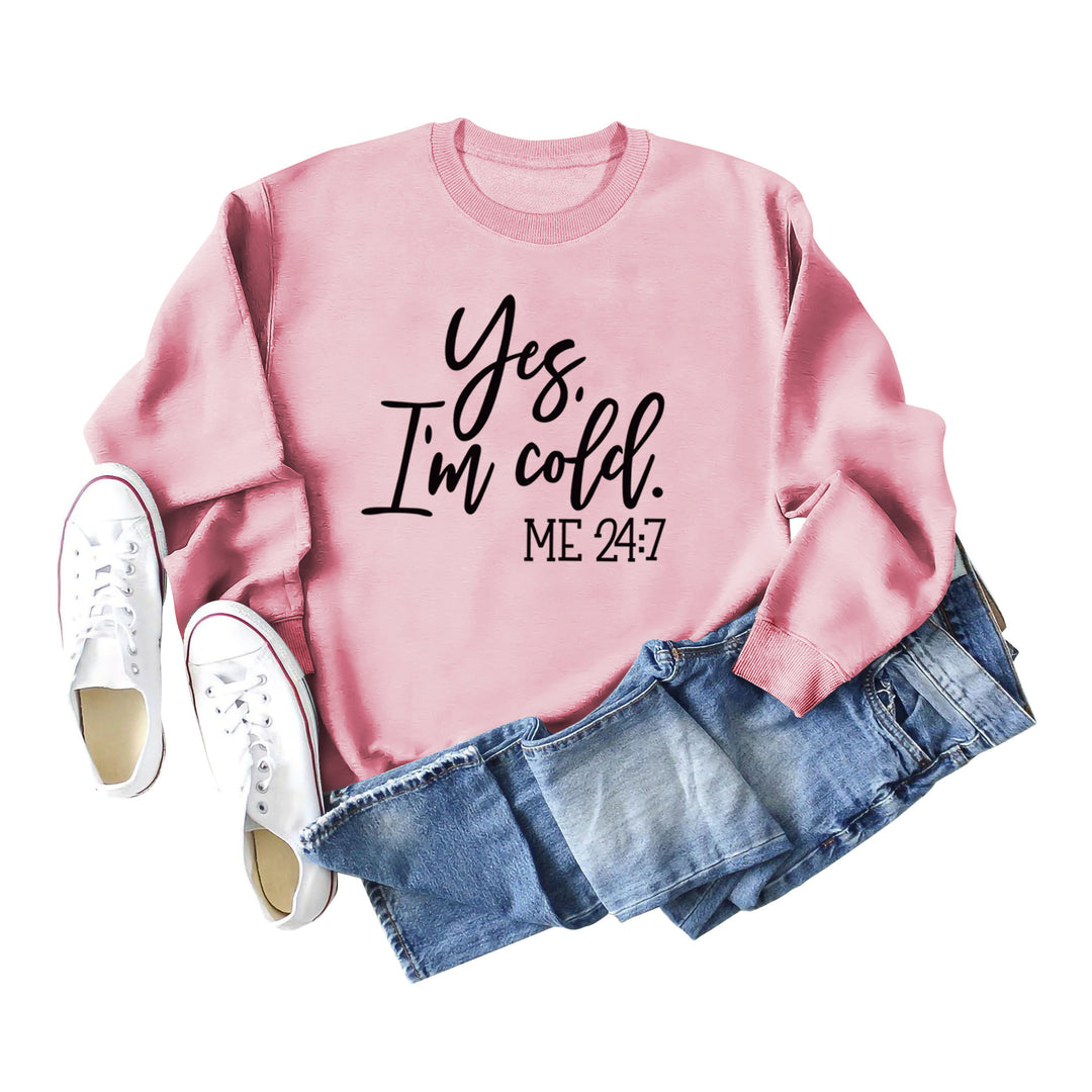 Letter Print Sweatshirt Crew Neck Cotton Women's Retro Fashion