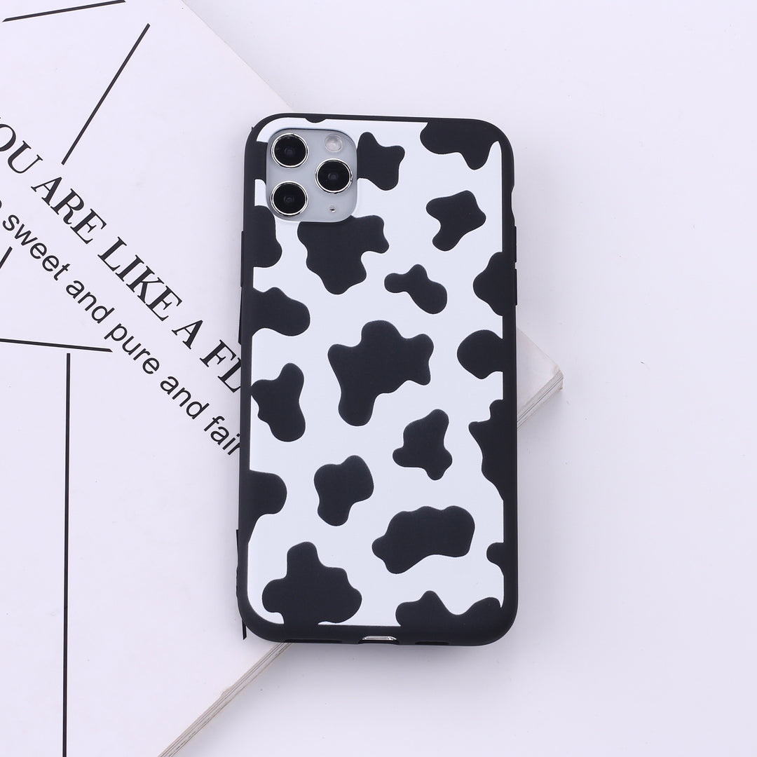 Black border cow spots mobile phone soft shell painting