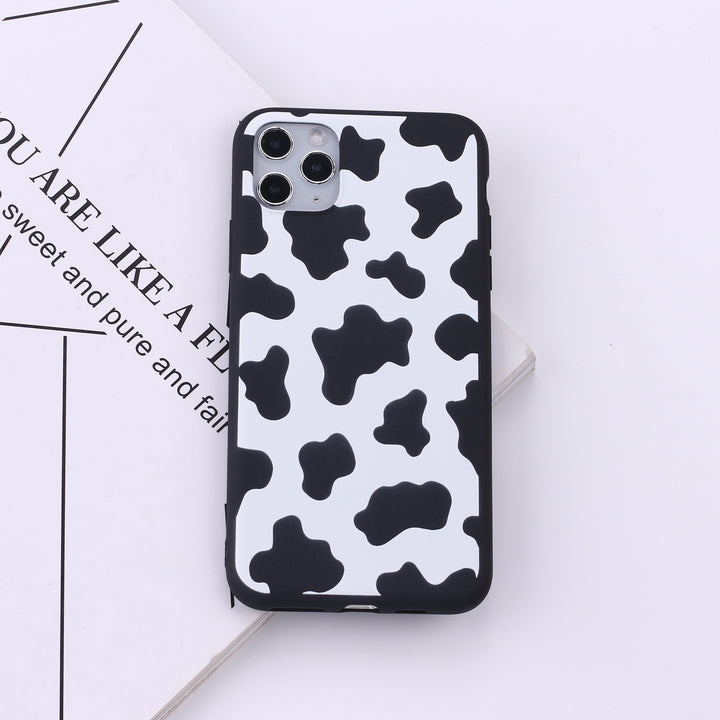 Black border cow spots mobile phone soft shell painting