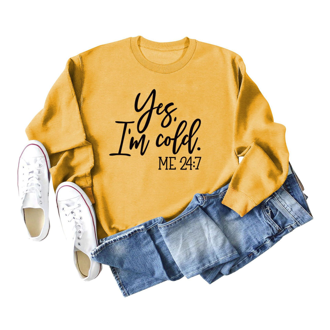 Letter Print Sweatshirt Crew Neck Cotton Women's Retro Fashion