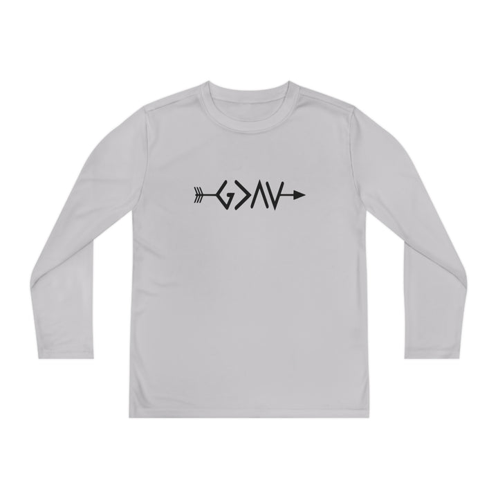 God is Greater Youth Long Sleeve Competitor Tee