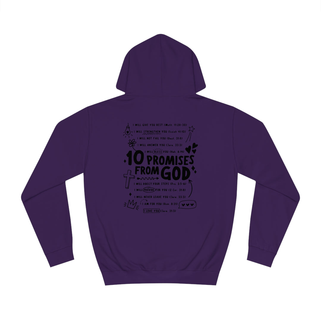10 Promises Of God=Unisex College Hoodie