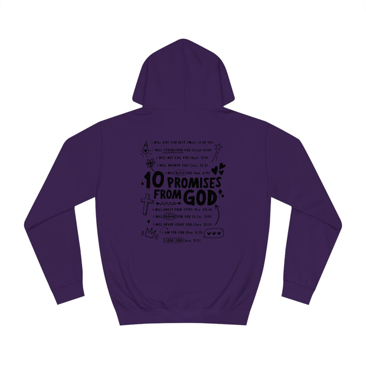 10 Promises Of God=Unisex College Hoodie