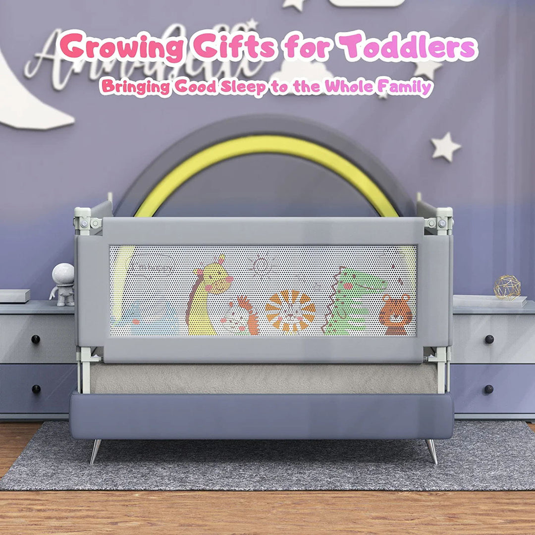 LapEasy Bed Rails For Toddlers -New Upgraded Vertical Lifting Foldable Bed Guard Rail For Kids Twin, Double, Full Size Queen & King Mattress,Extra Long Baby Bed Rails For Children