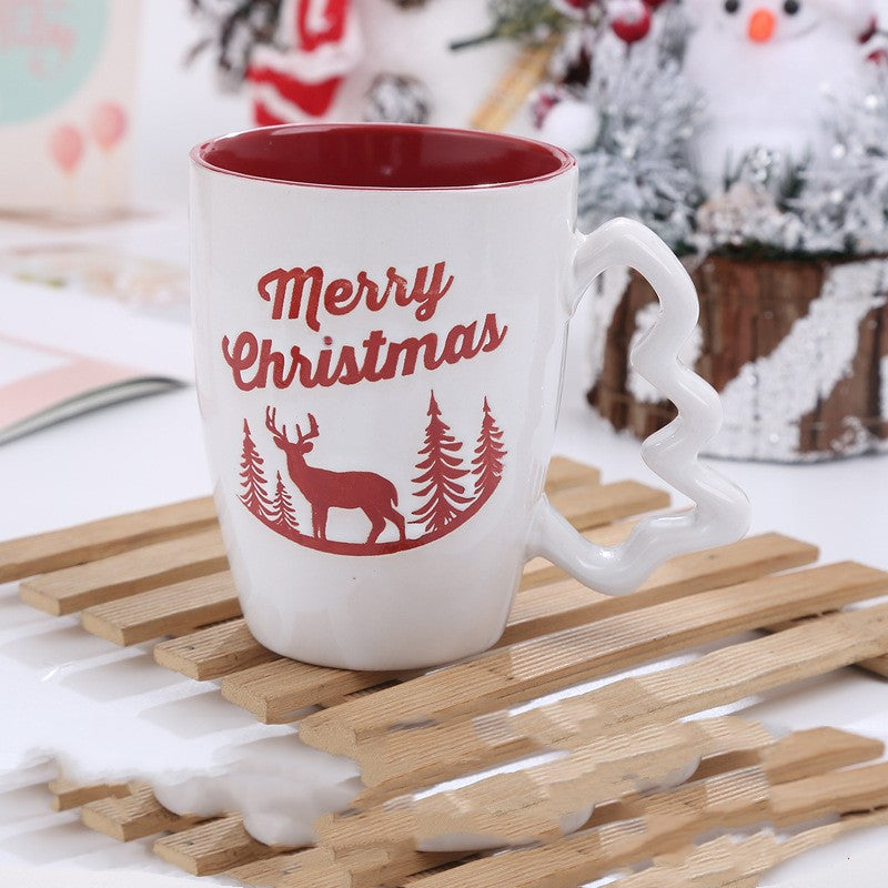 Creative Cute Cartoon Snowman Santa Claus Ceramic Cup Christmas Mug Small Gifts