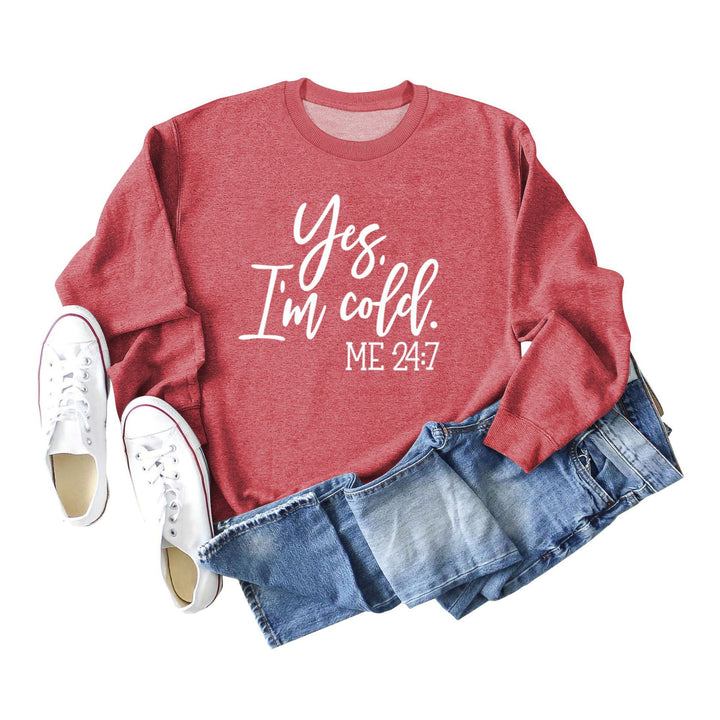 Letter Print Sweatshirt Crew Neck Cotton Women's Retro Fashion
