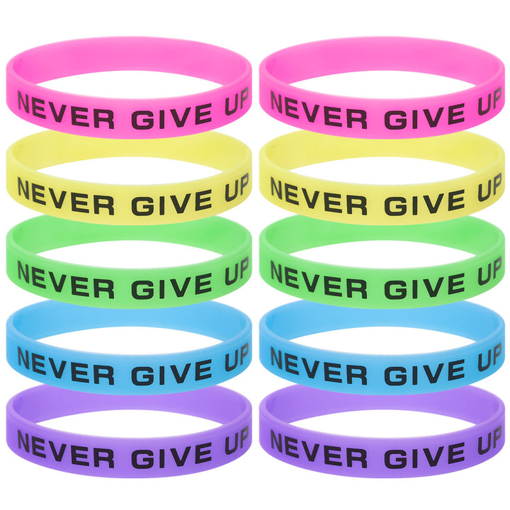 Never Give Up Inspirational Luminous Silicone Bracelet