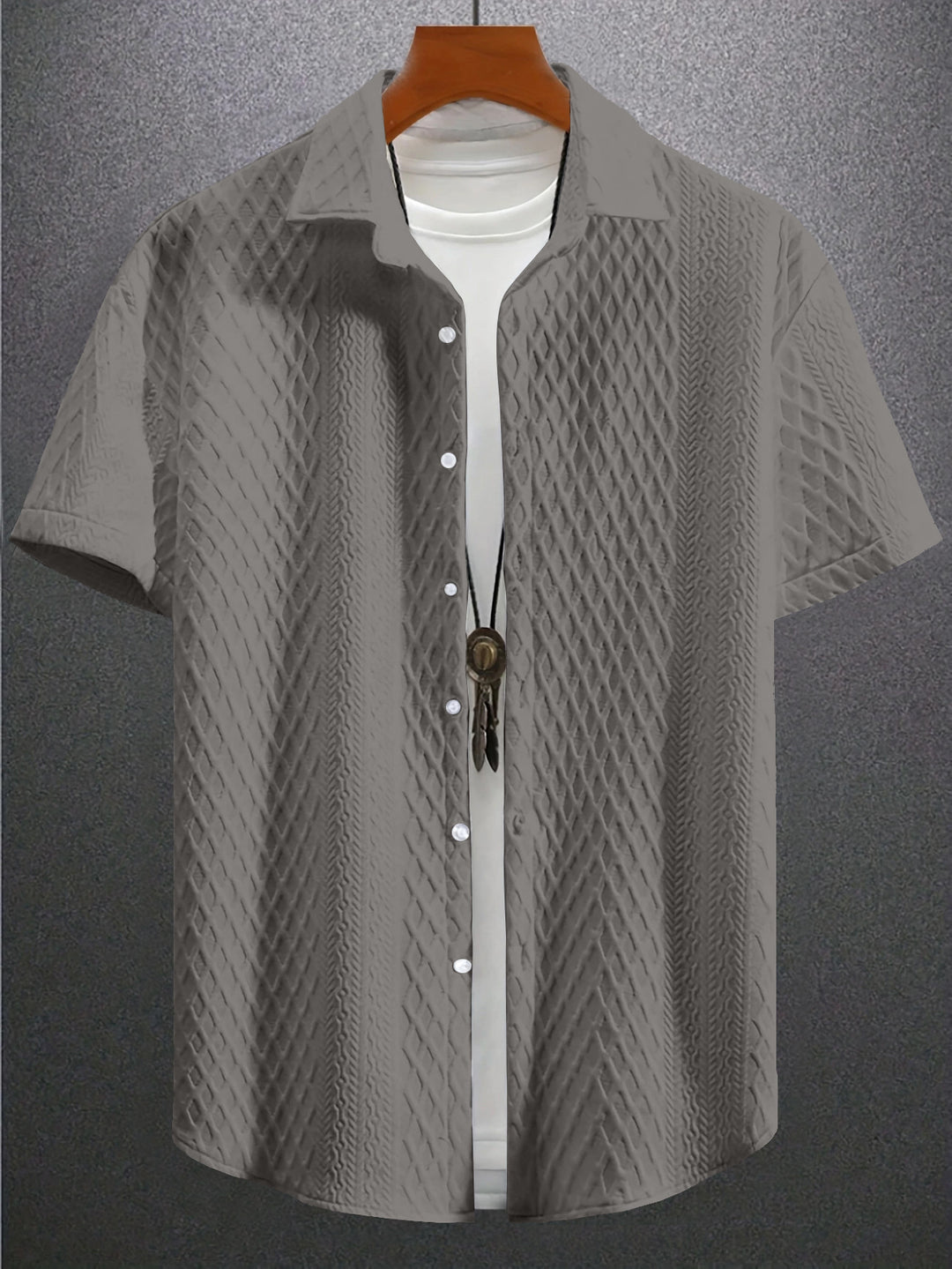 Men's Solid Color Short Sleeve Knitted Shirt With Over-turned Collar