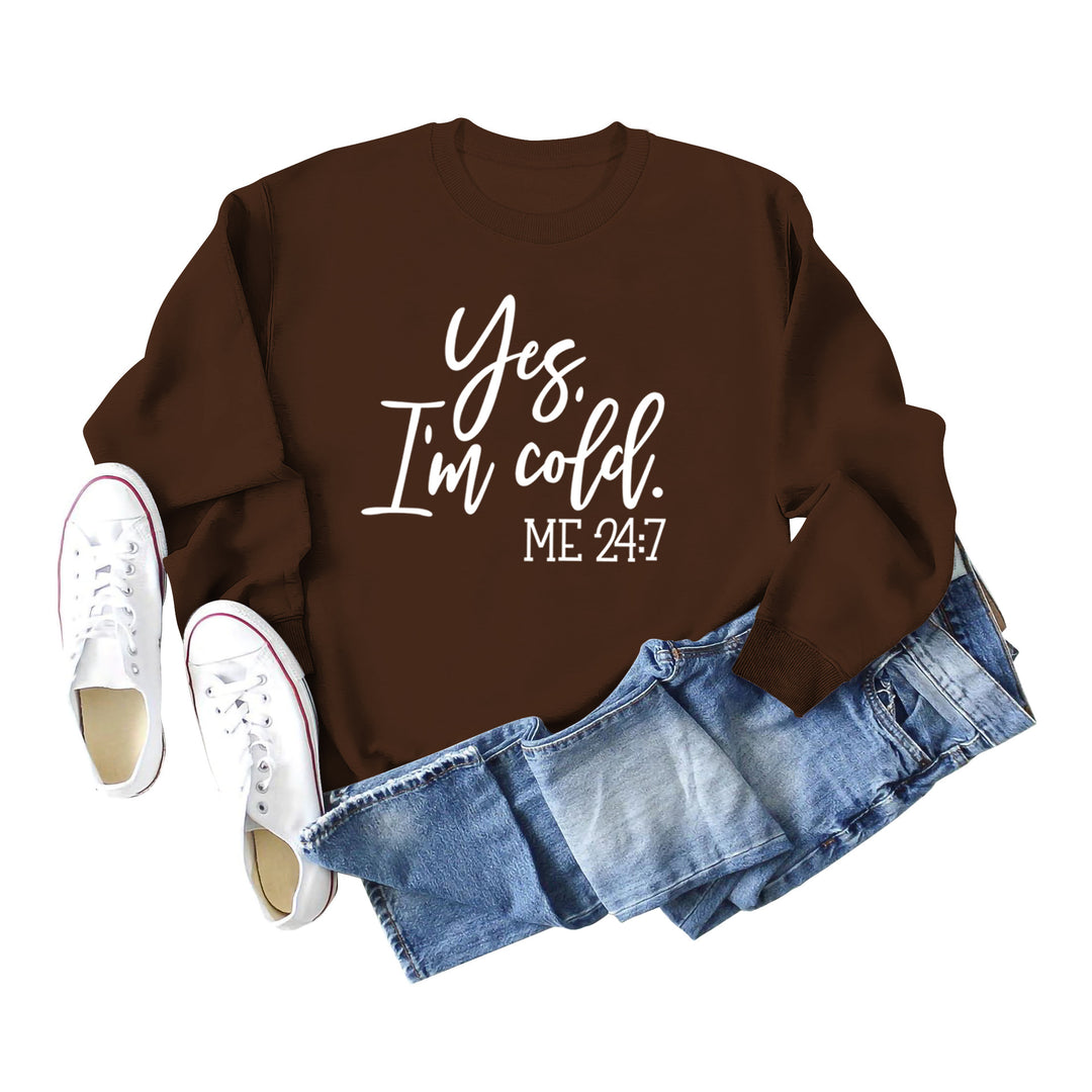 Letter Print Sweatshirt Crew Neck Cotton Women's Retro Fashion