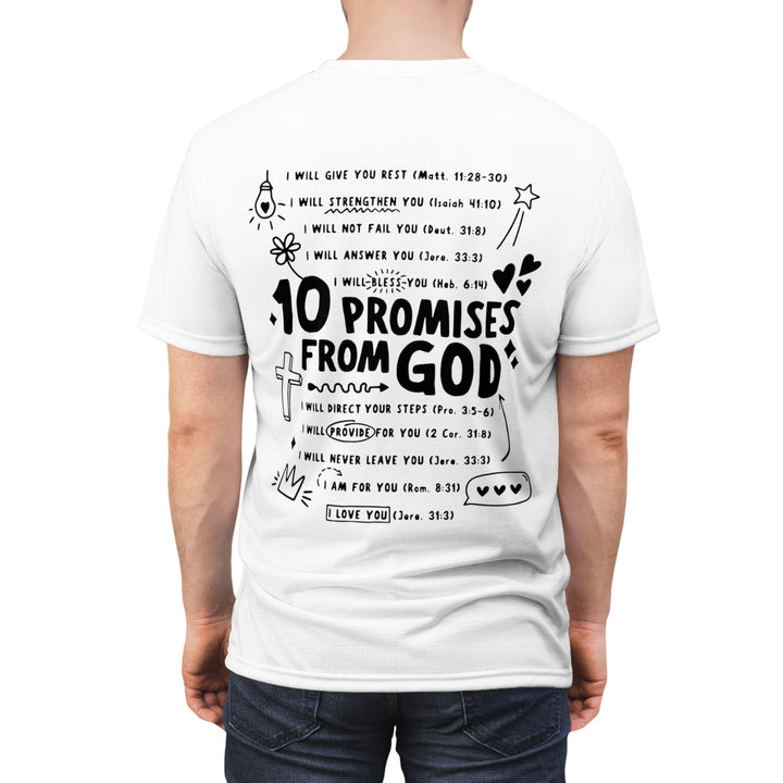 10 Promises From God=Unisex Cut & Sew Tee (AOP)