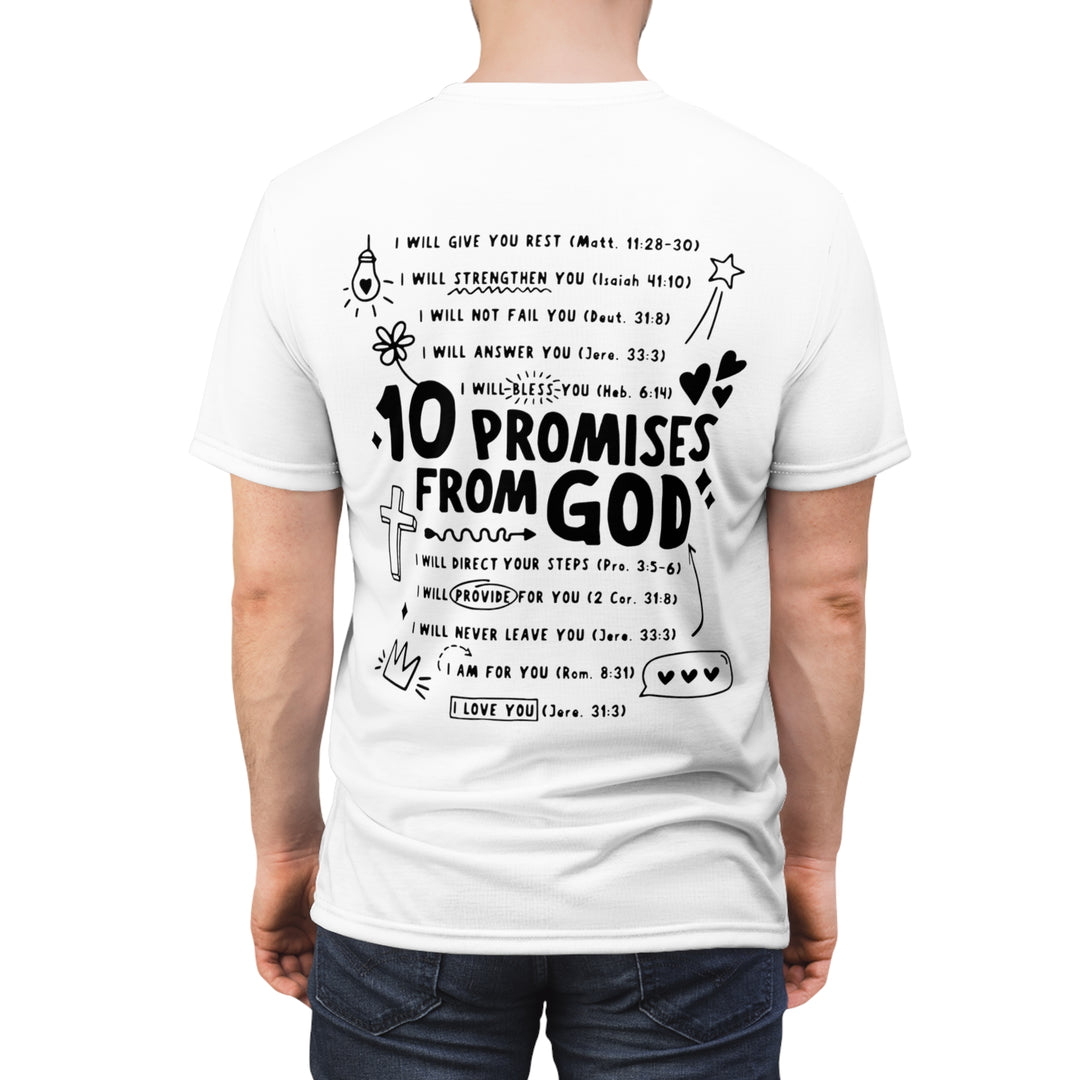 10 Promises From God=Unisex Cut & Sew Tee (AOP)