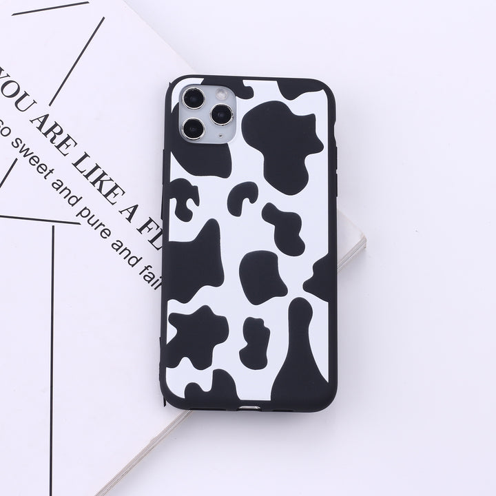 Black border cow spots mobile phone soft shell painting