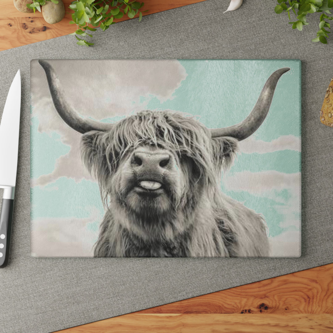 Black & White Cow Glass Cutting Board