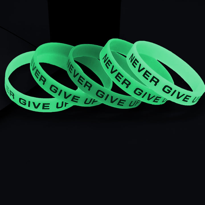 Never Give Up Inspirational Luminous Silicone Bracelet