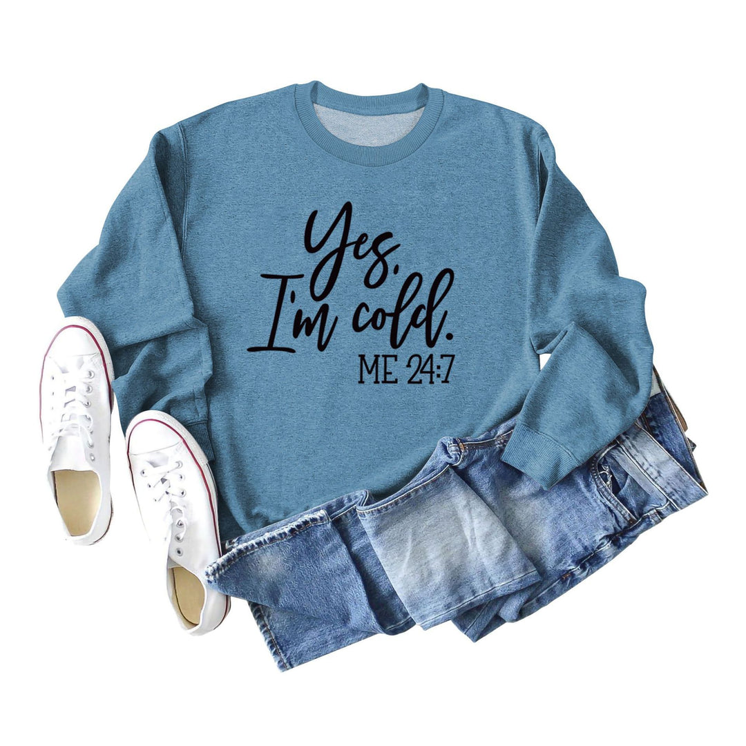 Letter Print Sweatshirt Crew Neck Cotton Women's Retro Fashion