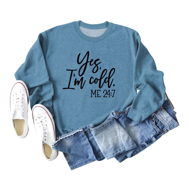Letter Print Sweatshirt Crew Neck Cotton Women's Retro Fashion