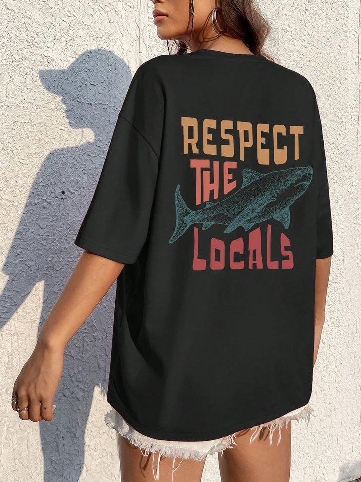 Respect The Locals Shark Tshirts Women Street Hip Hop Clothe