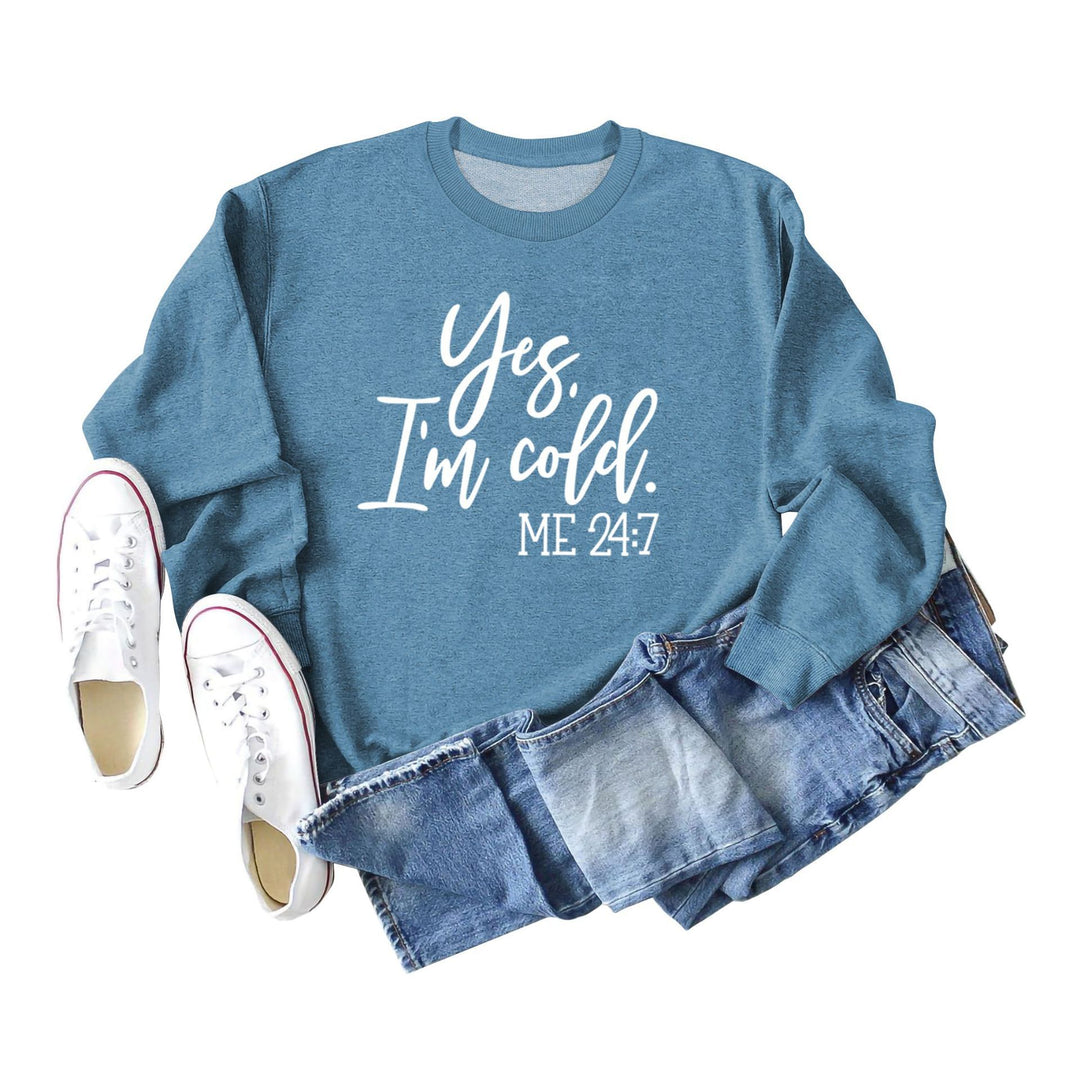 Letter Print Sweatshirt Crew Neck Cotton Women's Retro Fashion