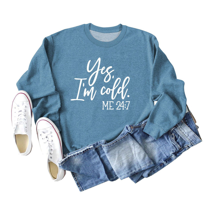 Letter Print Sweatshirt Crew Neck Cotton Women's Retro Fashion