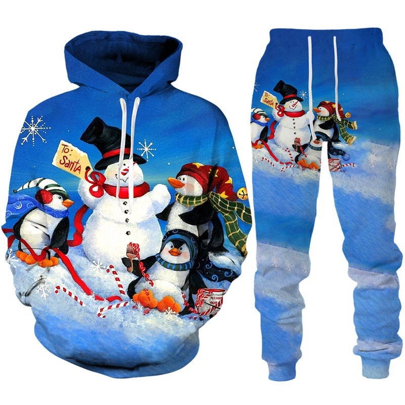 Santa Claus 3D Printing Hooded Sportswear